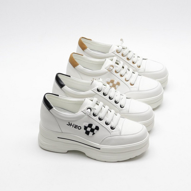 체크패치 쿠션 통굽 스니커즈 운동화