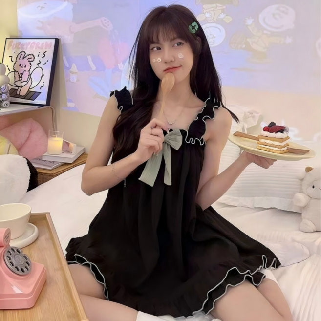 루스리더 여성 공주풍 리본 잠옷 상하세트 EN85