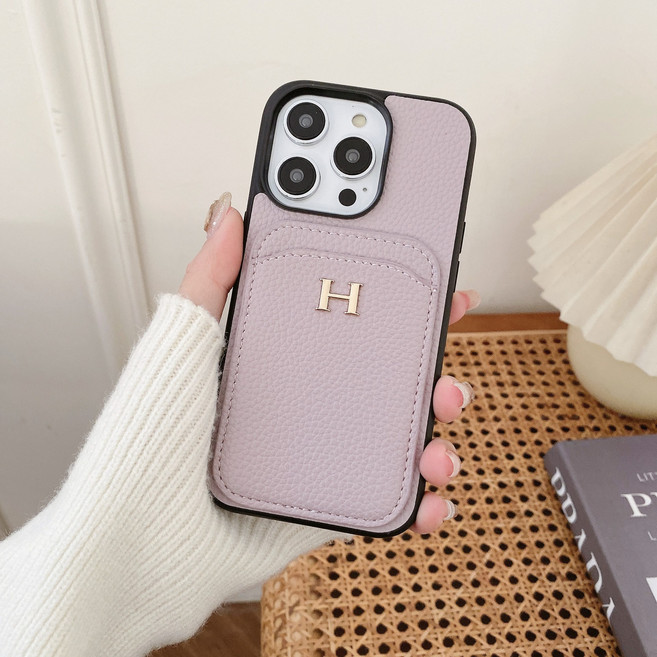 適用於 Apple iPhone 17 Pro Max 荔枝紋卡包插卡手機殼, 1個, 荔枝紋全包卡包插卡H淡紫色