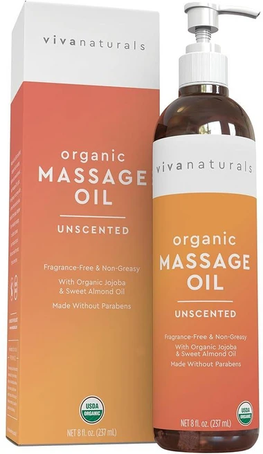 Viva Naturals 유기농 마사지 오일 라벤더 향 237ml(8온스) - 기름지지 않음 인증된 유기농 마사지 테라피 오일, 1, 237ml - 쿠팡