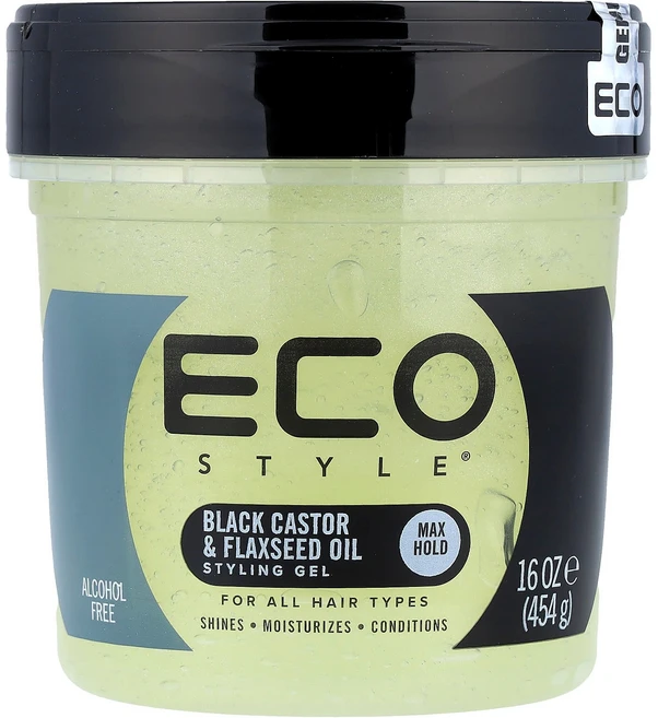 에코 스타일 스타일링 젤 최대 고정력 모든 모발 타입용 블랙 캐스터 오일 & 아마씨 오일 함유 454g TYE-00421 - 쿠팡