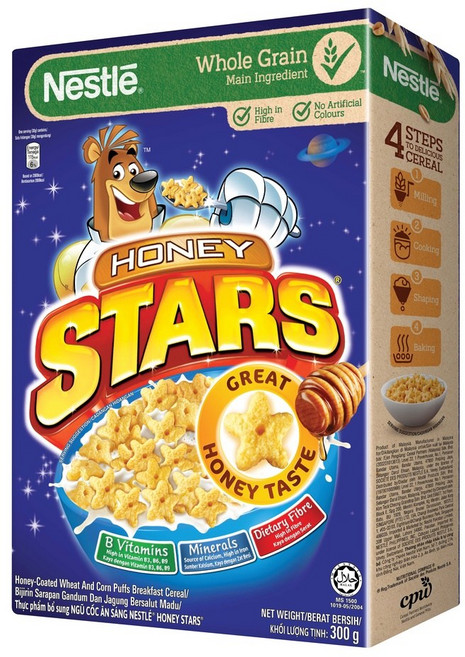 말레이시아 NESTLE 네슬레 통곡물 허니스타 시리얼 HONEY STARS Cereal 300g, 1개
