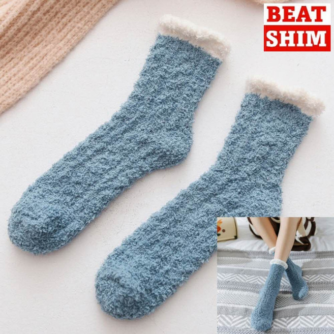 국산 수면양말 여성 무압박 양털양말 수족냉증 블루