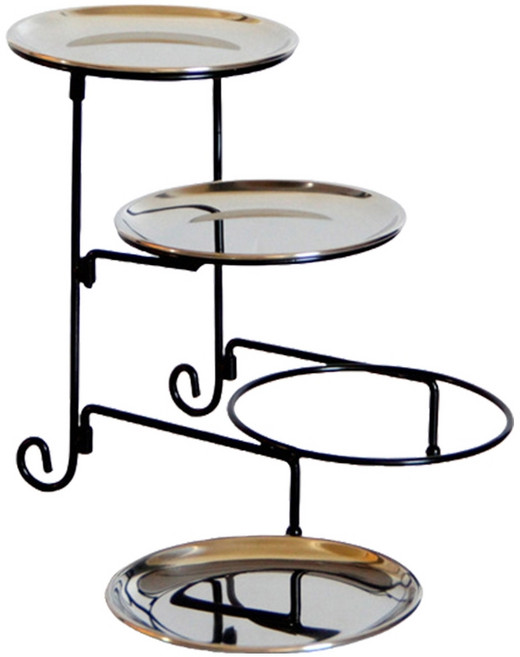 분리형 디저트 프리젠 테이션 스탠드 우아한 웨딩 케이크 홀더 생일 및 축하를위한 3 레이어 서빙 플래터, 은