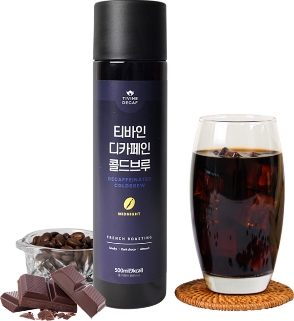 티바인 디카프 임산부들이 즐겨 마시는 진짜 디카페인 콜드브루 커피 원액 500ml (미드나잇 발송), 5개, 1개입