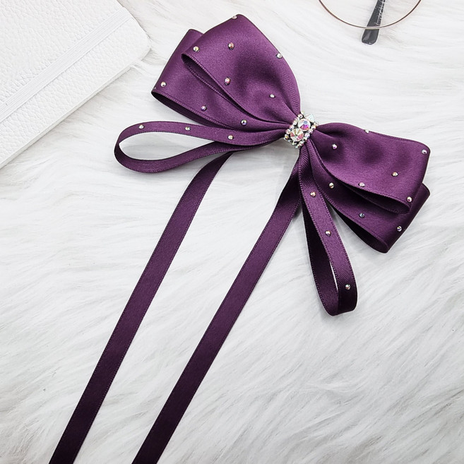 에떼리본 세틴 비즈 꼬리리본1P 8cm 자동핀 H131