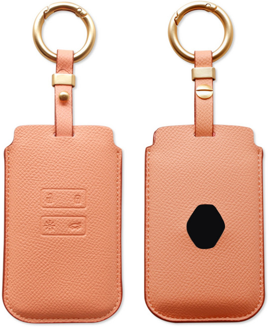 트니르 르노삼성 호환 아르카나 QM6 SM6 XM3 차 키케이스 천연 소가죽 가죽 키링 키홀더 차량용품, 르노B타입(로장주), 피치핑크