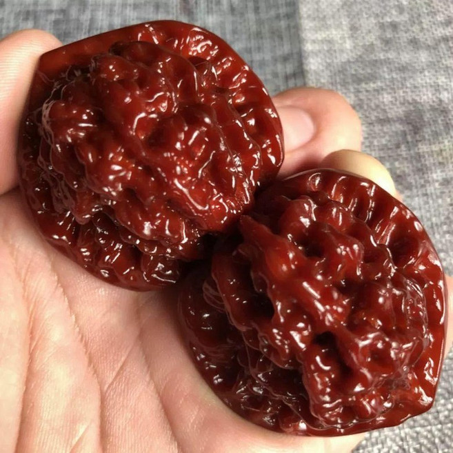 호두 손바닥 지압 마사지 손마디 어르신, 깊은 코팅 관모 44mm, 1개