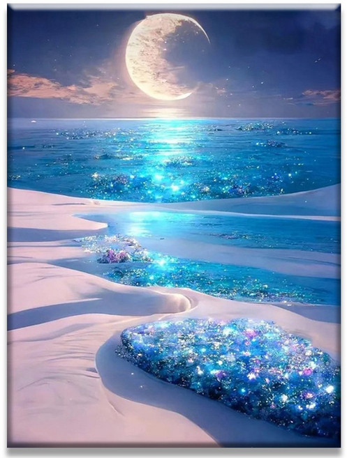 Diyee 보석십자수 캔버스형 취미 DIY세트 30x40cm, E1212 블루 문, 1세트