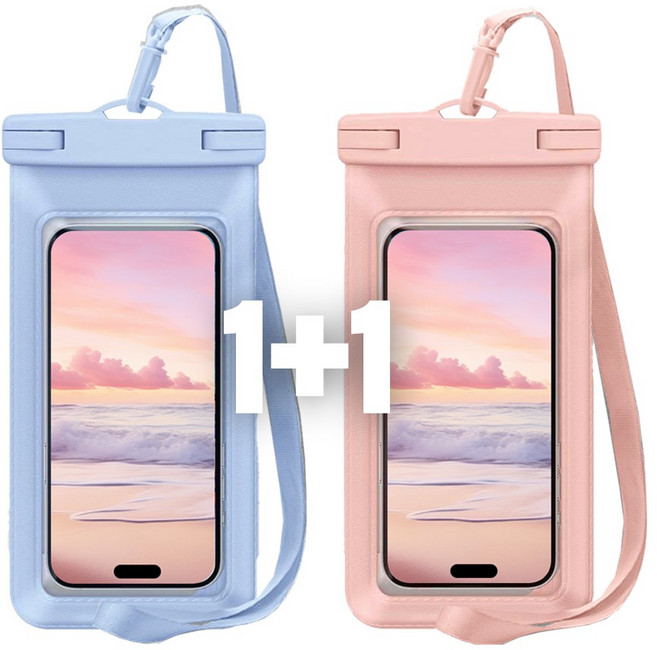 라우드 파스텔 핸드폰 방수팩 1+1 물놀이 방수케이스, 1세트, 블루+핑크
