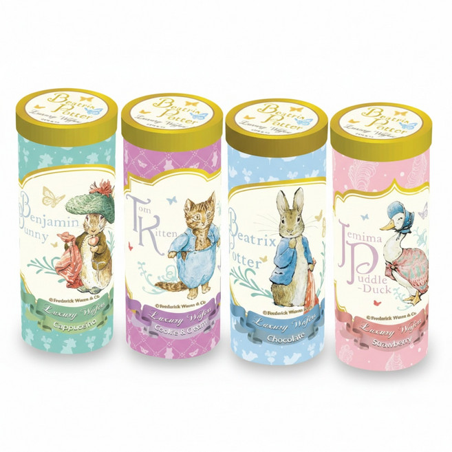 피터래빗 웨이퍼 롤 4종 1개씩 총4개 100g 쿠키웨하스 유치원학교교회기업관공서 간식선물, 1개