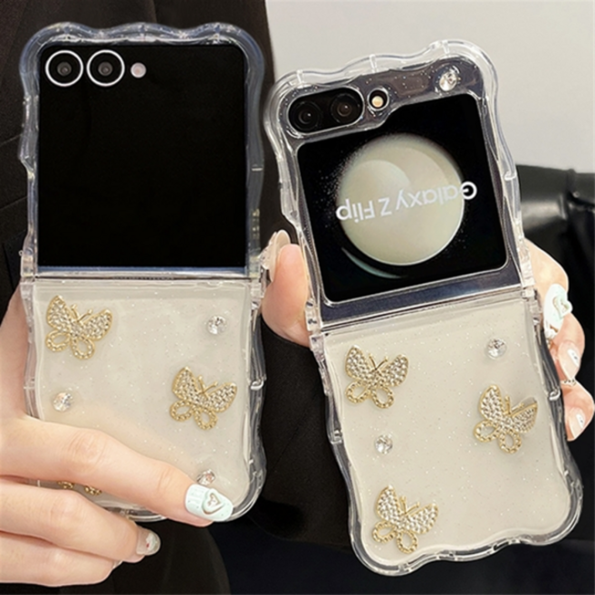 [수나르] 갤럭시Z플립7 FE Z플립6 Z플립5 Z플립4 Z플립3 제트 지 투명 나비 큐빅 글리터 물결 젤리 핸드폰 케이스