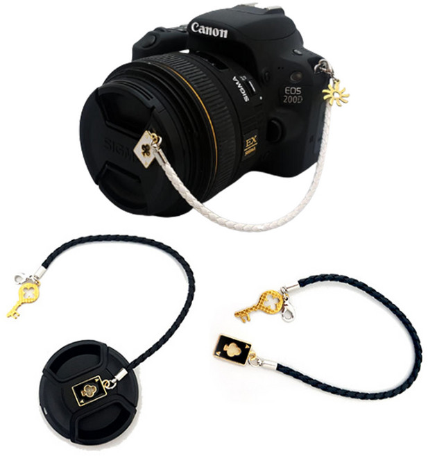 핸드메이드)사은품_렌즈캡홀더/카메라캡홀더/분실방지, 01-SMJ 캡홀더 클로버 펜케익렌즈용 블랙, 1개