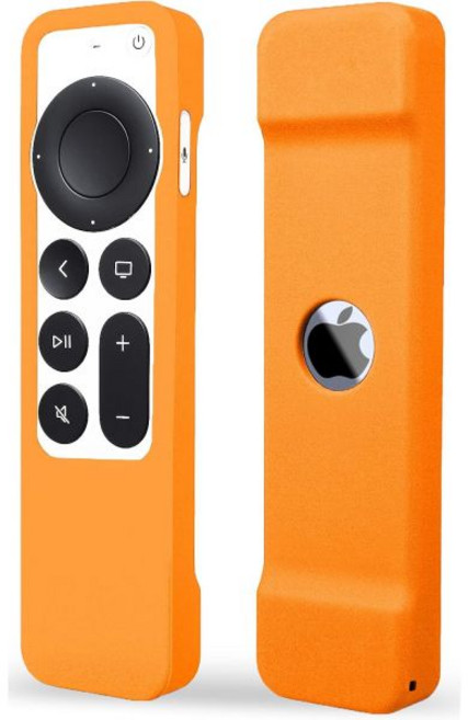 Apple TV 4K Siri 리모컨 2021과 호환되는 케이스 - 부드러운 실리콘 커버 슬리브 스킨 / HD 2세대 및 3세대 블랙, Orange