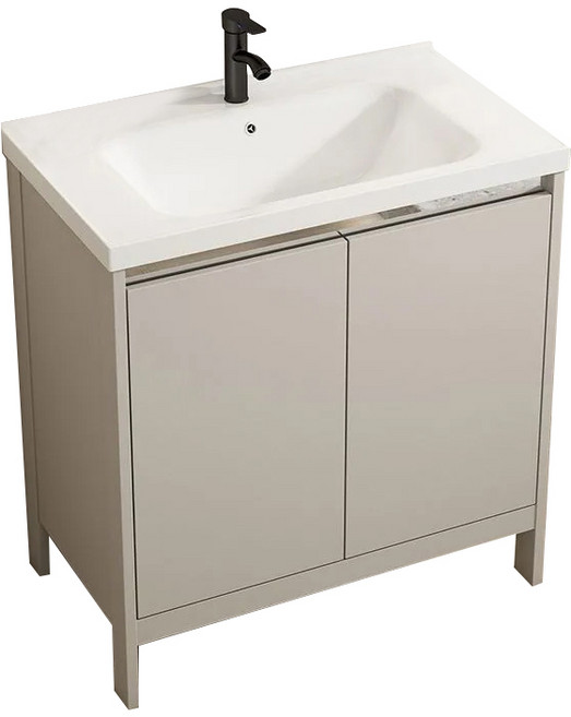 세라믹 욕실 세면대 하부장 간이세면대 일체형 카운터 세면기 튼튼한 수납장 [국내배송], 베이지