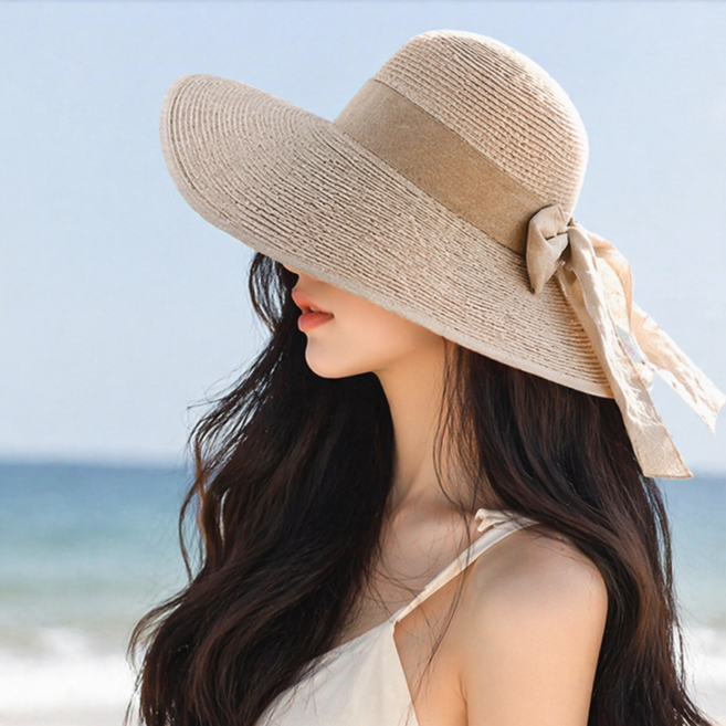단물 챙넓은 여름 비치 밀짚모자 썬캡 햇빛가리개