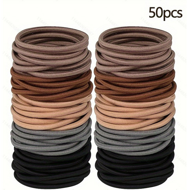 [50개세트]대용량 고탄력 짱짱한 헤어고무줄 머리끈