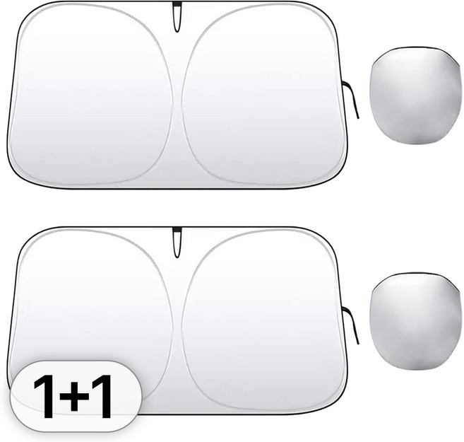 투데이리빙 1+1 관리 편한 차량용 햇빛 가리개 여름 폭염 차량 앞유리 햇볕 자외선 차단 자동차 암막 덮개, 실버, 2개