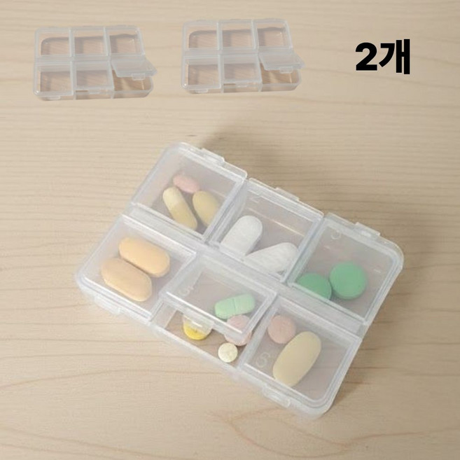 아이브린 국산 휴대용 알약케이스 6칸, 2개