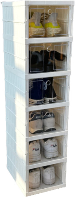 만개잡화점 신발정리대 슈케이스 신발장 정리함, 6단, 1개, 화이트