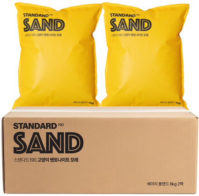 스탠다드190 고양이 벤토나이트 모래 PLUS, 베이직 블렌드, 2개, 6kg