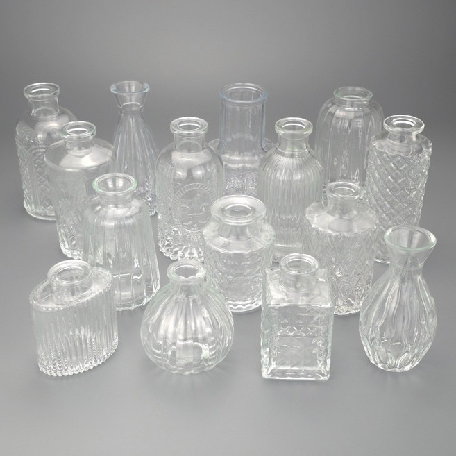 샤이니폴 미니 유리 화병 엔틱 작은꽃병 한송이화병 디퓨저병, D