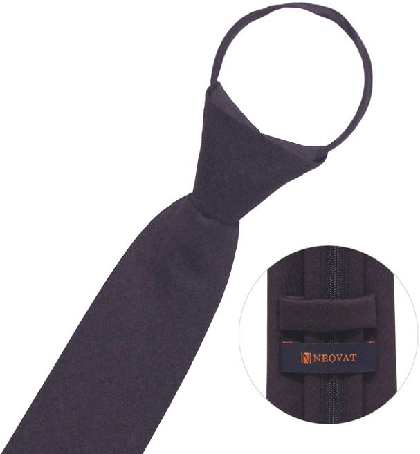 네오바트 모던 단색 지퍼 자동 넥타이 8컬러