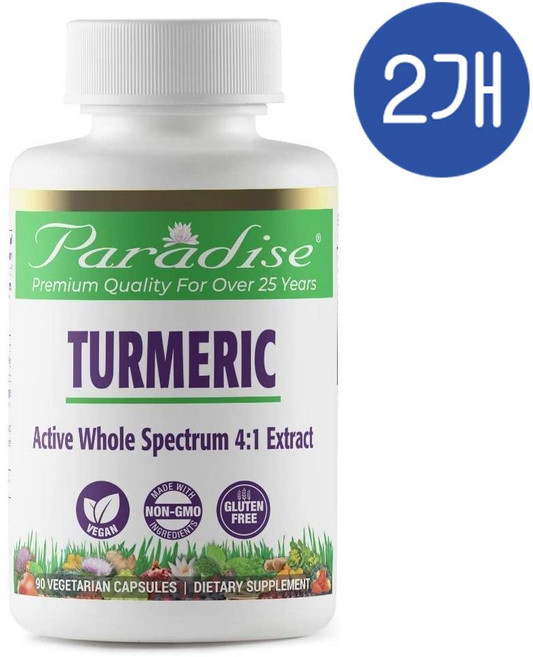 파라다이스허브 터메릭 강황 추출물 캡슐 Paradise Herbs Turmeric, 2개, 90정