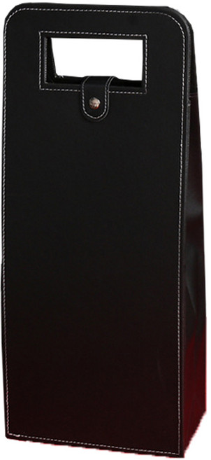 체리스팟 가죽 와인 캐리어 더블 와인 커버 파우치 주류 가방, 1개, 블랙