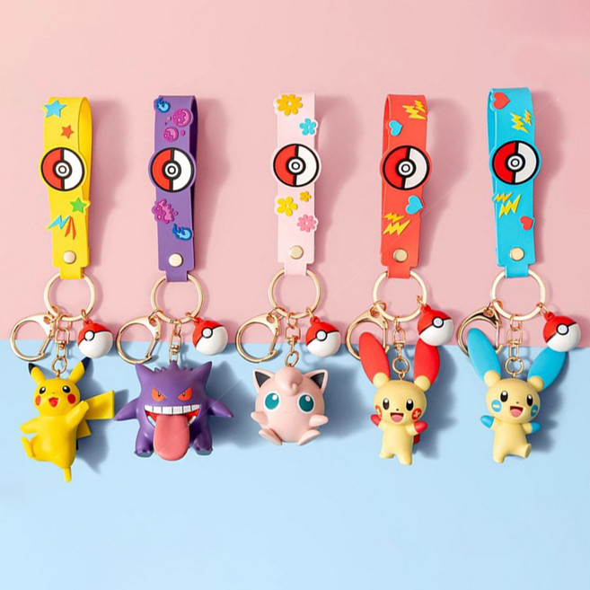 포켓몬스터 포켓볼 키홀더 키링 FUNISM 젠가 푸린 나옹 플러시 마이농 캐릭터 악세사리 열쇠고리, 1개, 푸린 포켓볼 키링