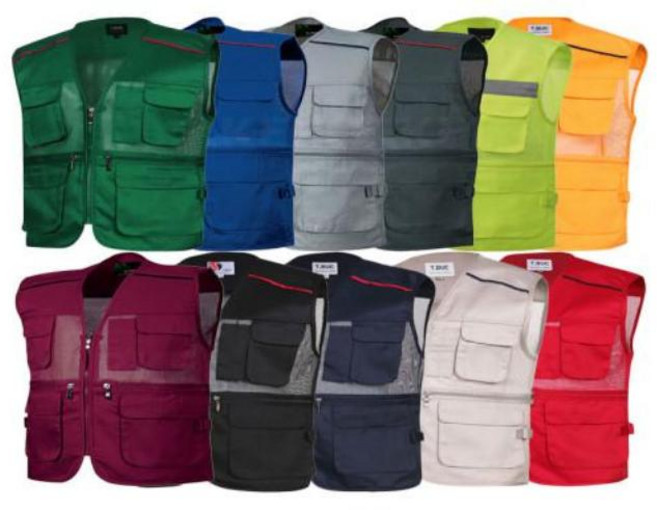 티뷰크 작업용 조끼 노랑 검정 곤색 베이지 빨강 자주 파랑 연한회색 진한회색 10종