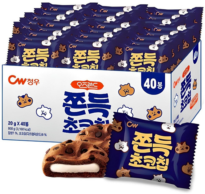청우 오즈랜드 쫀득초코칩(40입), 20g, 40개