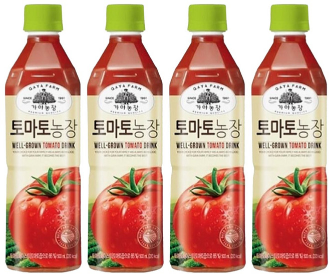 웅진 가야농장 토마토 주스, 500ml, 4개