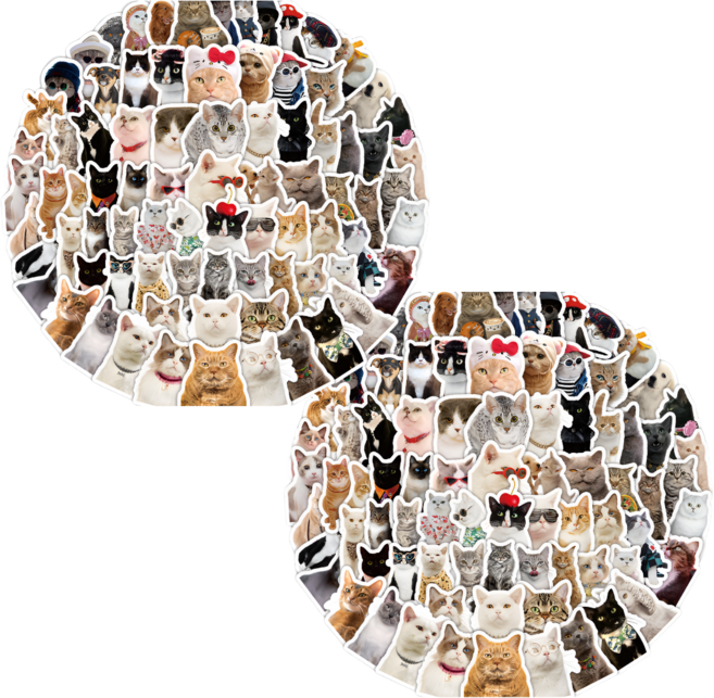 라온스티커 98매입 고양이 방수스티커 세트, 2세트, 혼합(S21127)98P