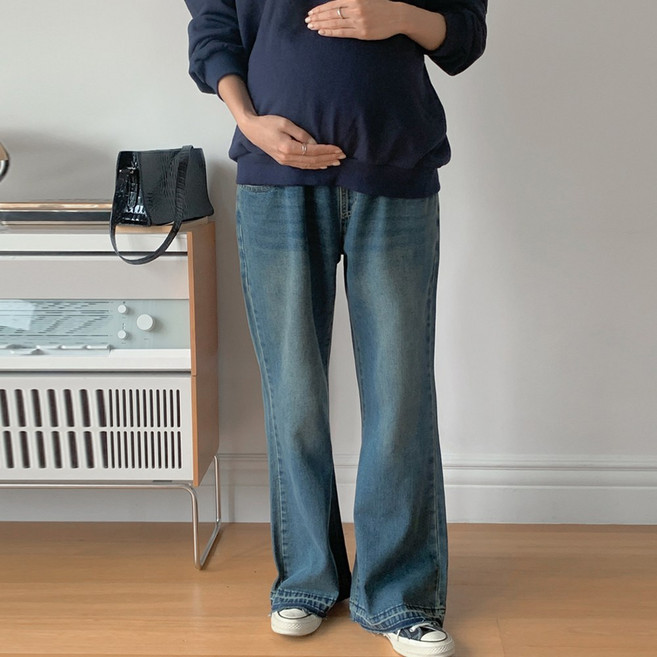 [당일출고] 수엠W 임산부 복대형 부츠컷 청바지 편한 임부 데님 팬츠 B056 마미부츠컷청바지