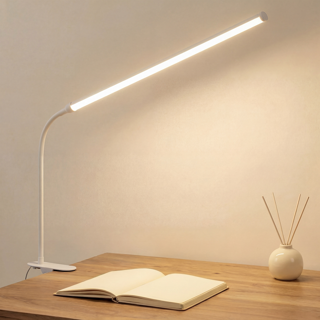 히즈엔 3톤 LED 스탠드 밝기조절 책상 조명, 화이트 38cm