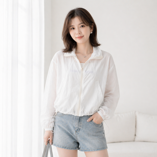 다이루소 간절기 바스락 바람막이 초경량 야상점퍼 세미크롭핏