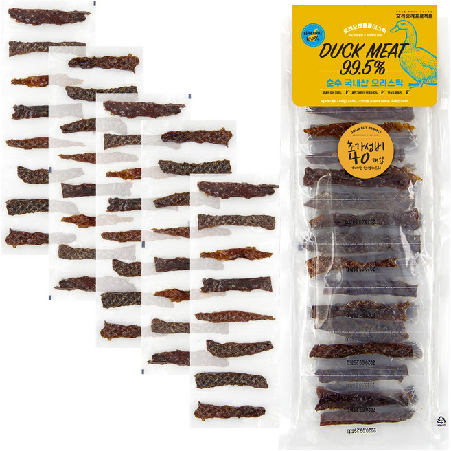 오래오래프로젝트 훈제그릴 오리와플 스틱 5g x 40p, 훈제 오리가슴살, 200g, 1개