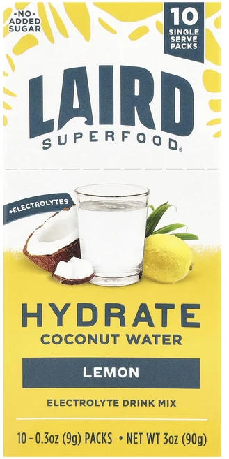 효과가 좋은 Laird Superfood 수분 보충 코코넛 워터 전해질 드링크 믹스 레몬 10팩 각 9g(0.3oz) 최저가격, LairdSuperfood수분보충코코넛워터전해질드링크믹 - 쿠팡