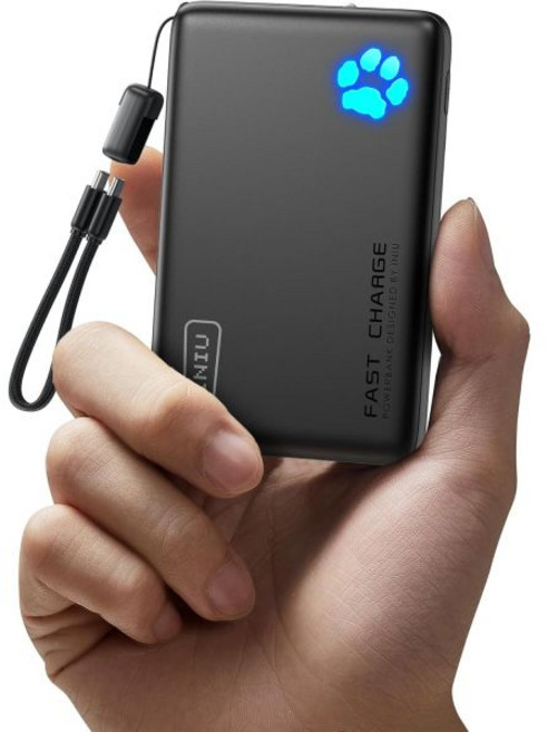 INIU 휴대용 충전기 가장 가벼운 10000mAh 45W PD 파워뱅크 USB C 인아웃 고속 충전 배터리 팩 외장형 휴대폰 보조배터리 아이폰 16 15 14 13 삼성 S2, Mini Size, Black