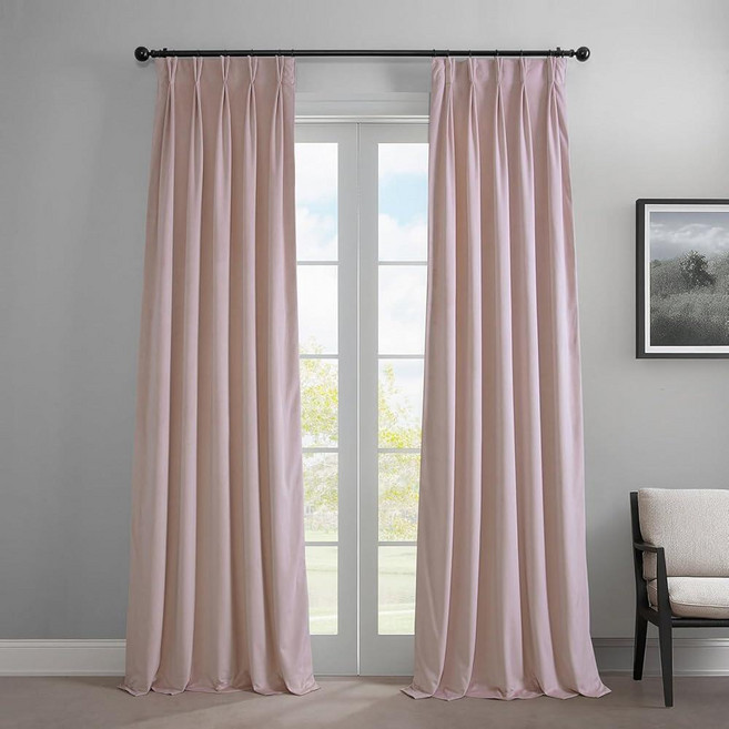HPD Half Price Drapes Heritage 침실용 플러시 벨벳 커튼 (패널 1개) 63.5 x 213.4cm(25 84인치) 프렌치 플리츠 룸 다크닝 커튼 거실용