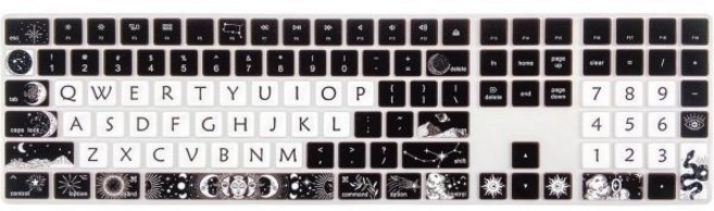 숫자 키패드 귀여운 프린트 키보드 스킨 미국 레이아웃 태양 및 달이 있는 Apple iMac 매직 키보드용 실리콘 커버모델 A1843 2017 2018년 출시, Sun and Moon