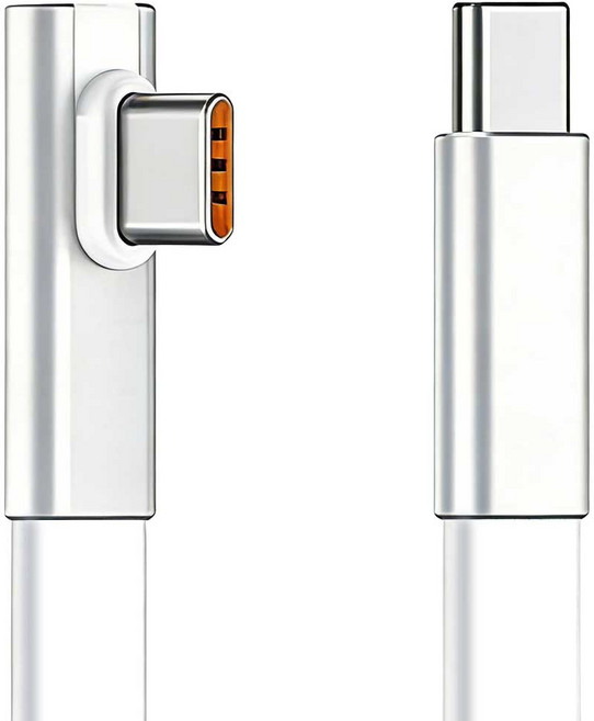 리브 직각 실리콘 초고속충전 케이블, 1개, 화이트, 1.68m