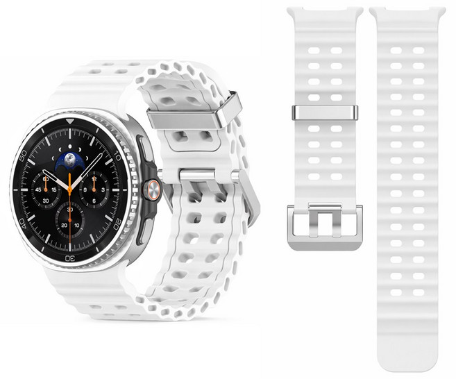 갤럭시워치8/8클래식 40/44/46mm 호환 프리미엄 실리콘밴드 스트랩 밴드, 1개, 화이트