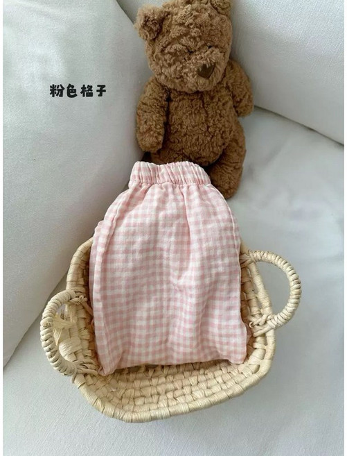四口甜 春夏新款中小童純棉雙層紗布棉透氣防蚊褲縮口褲