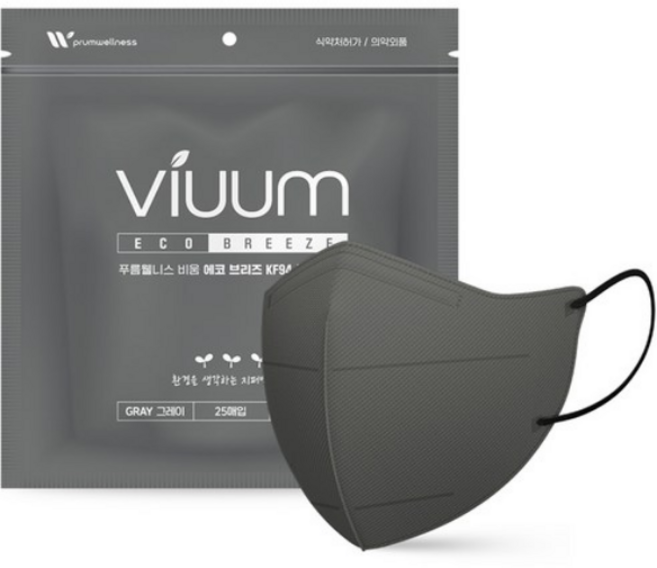 푸름웰니스 KF94 비움 에코브리즈 새부리형 마스크 대형 100매, 25개입, 4개, 그레이