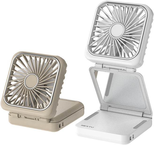 에어스핀 F2 2in1 미니 폴더형&손거울 포켓선풍기 화이트 872WIND WH, 베이지, 에어스핀 F2   872WIND 화이트