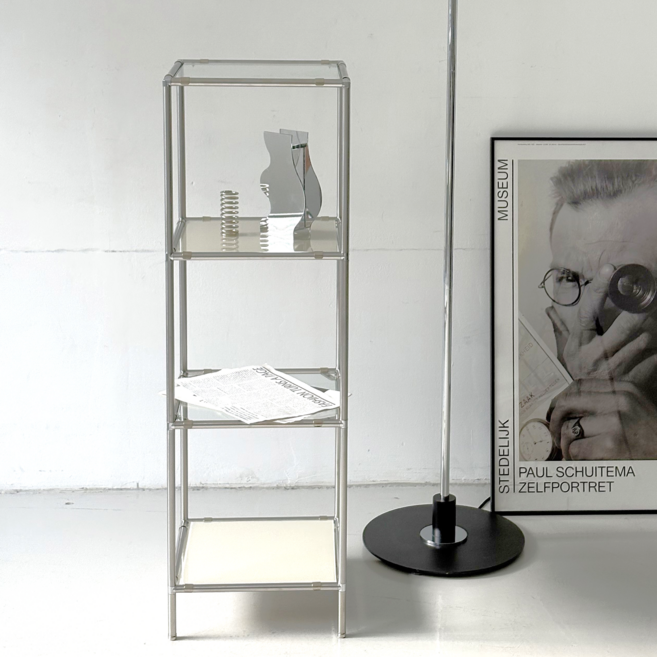 모듈 4단 선반 철제 가구 유리 틈새 코너 진열장 장식장, 투명 4장