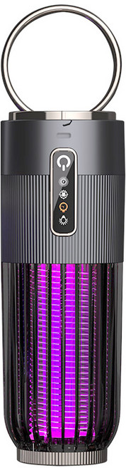 태양광 충전 휴대용 무선 모기퇴치기 LED 가정용 캠핑 실외 실내 날벌레 파리잡이, E15(그레이)