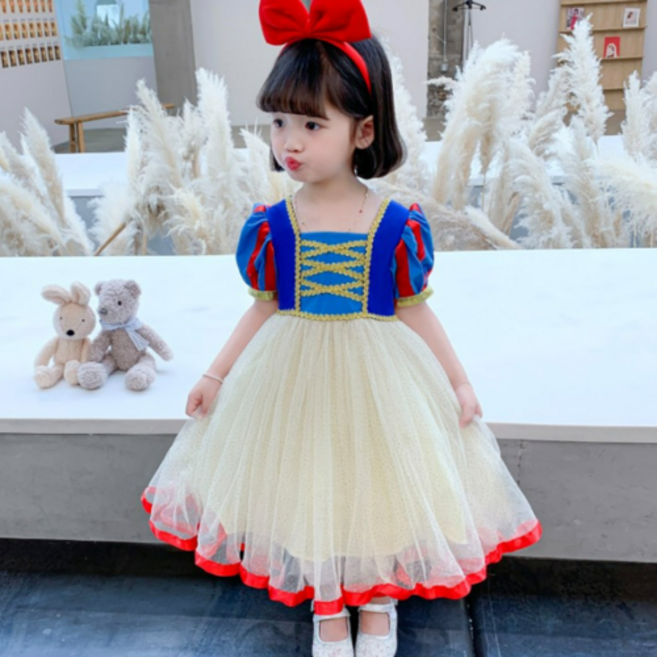 백설공주 드레스 여름 반팔 여아 유아 공주 원피스